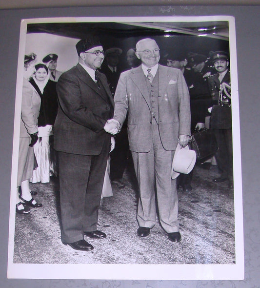 press photo Pakistan prime minister Liaquat Ali Khan US visit Harry Truman 1950