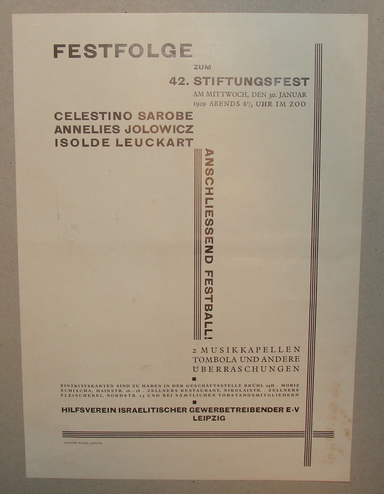 Germany Ad Jewish 1929 German Leipzig CELESTINO SAROBE Concert Opera Music