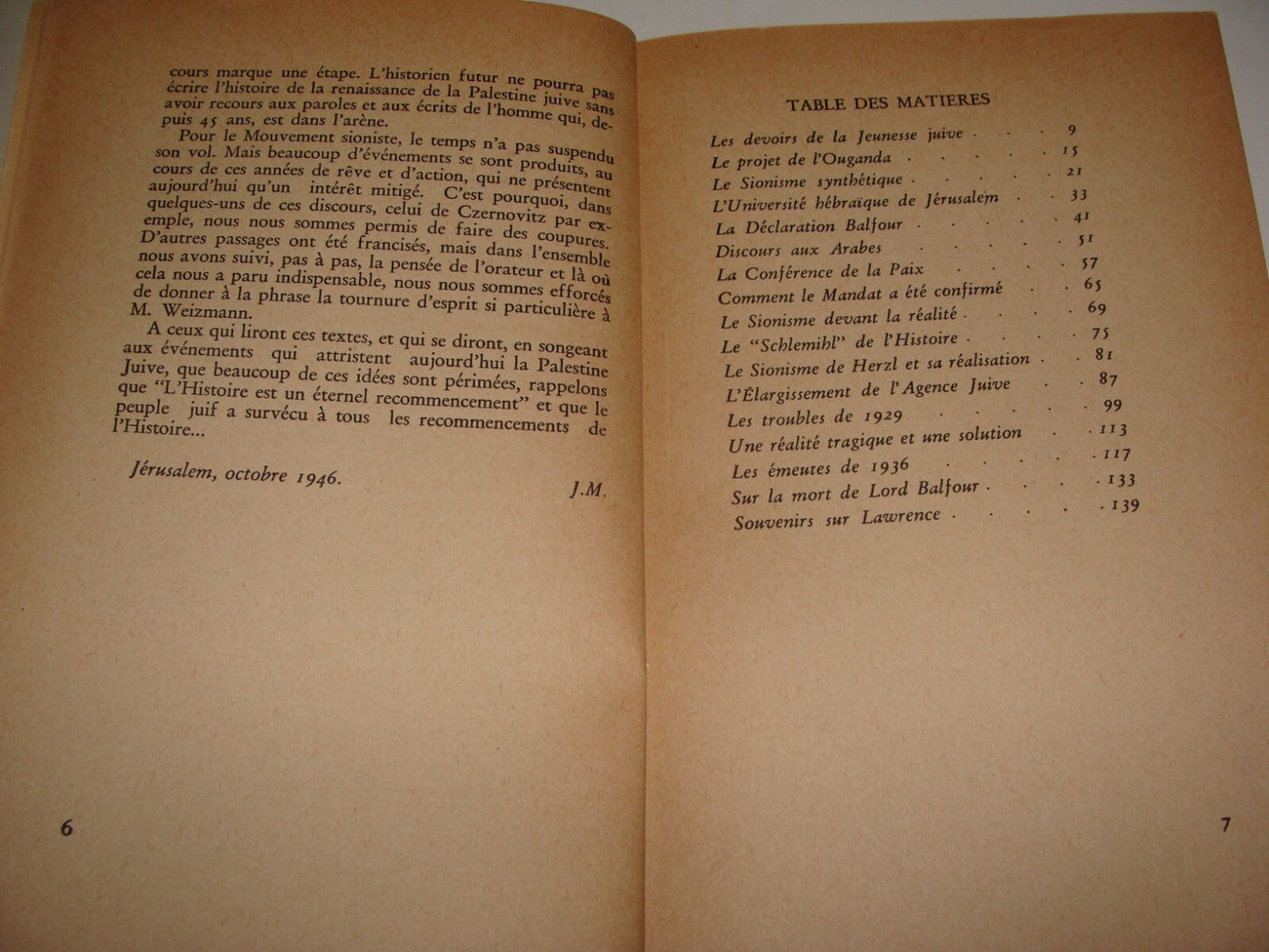 Book Jewish Judaica 1946 Palestine Israel CHAIM WEIZMANN French Zionism