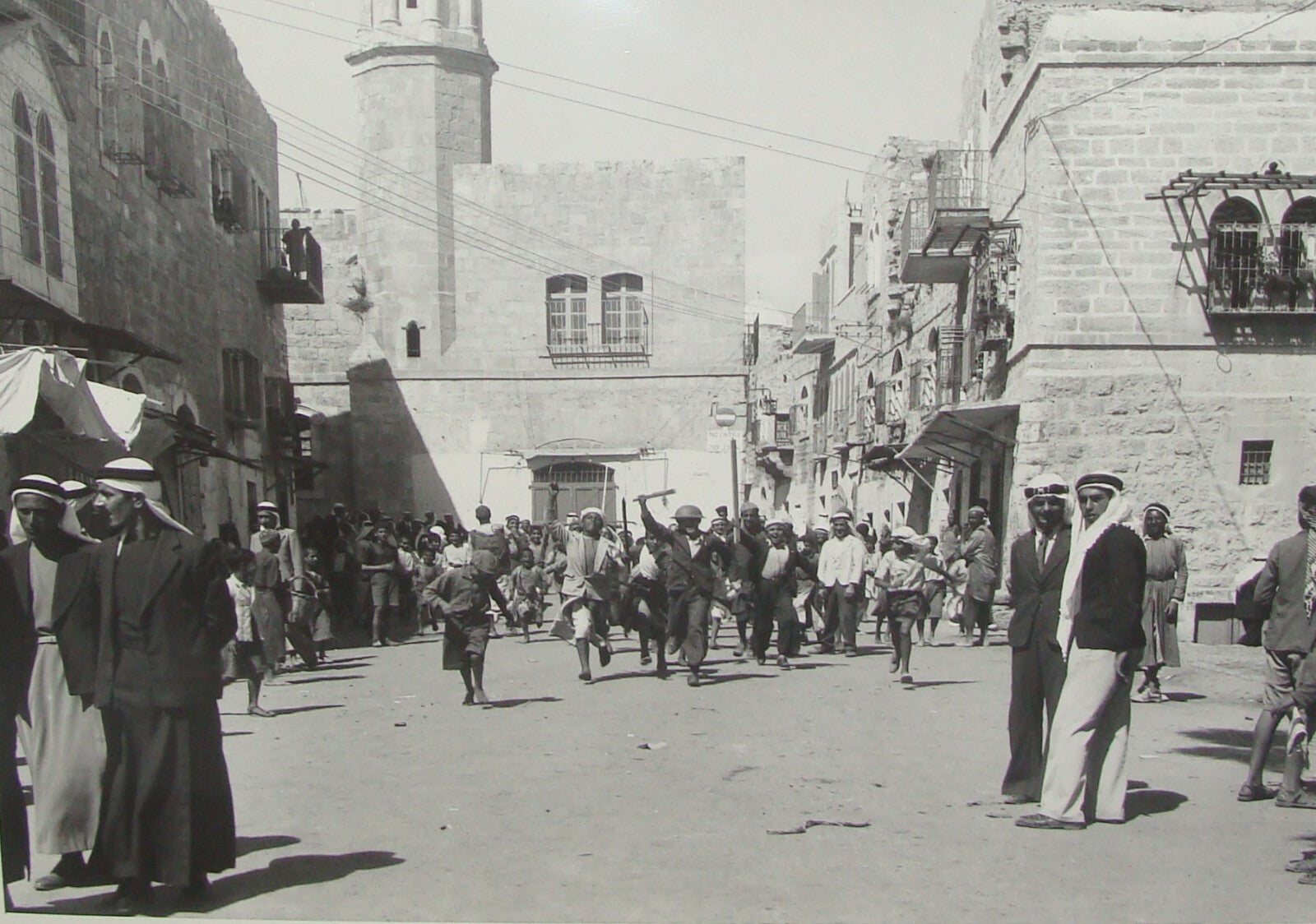 Photo Print, 1938 Palestine Bethlehem British Police Arab Youth Riot Attack
