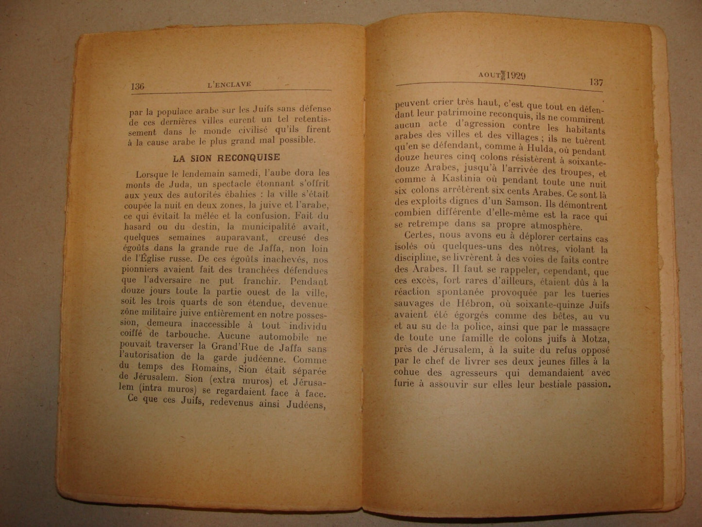 Book Jewish 1931 ITAMAR BEN AVI L'ENCLAVE French 1st Edition Zionist Palestine