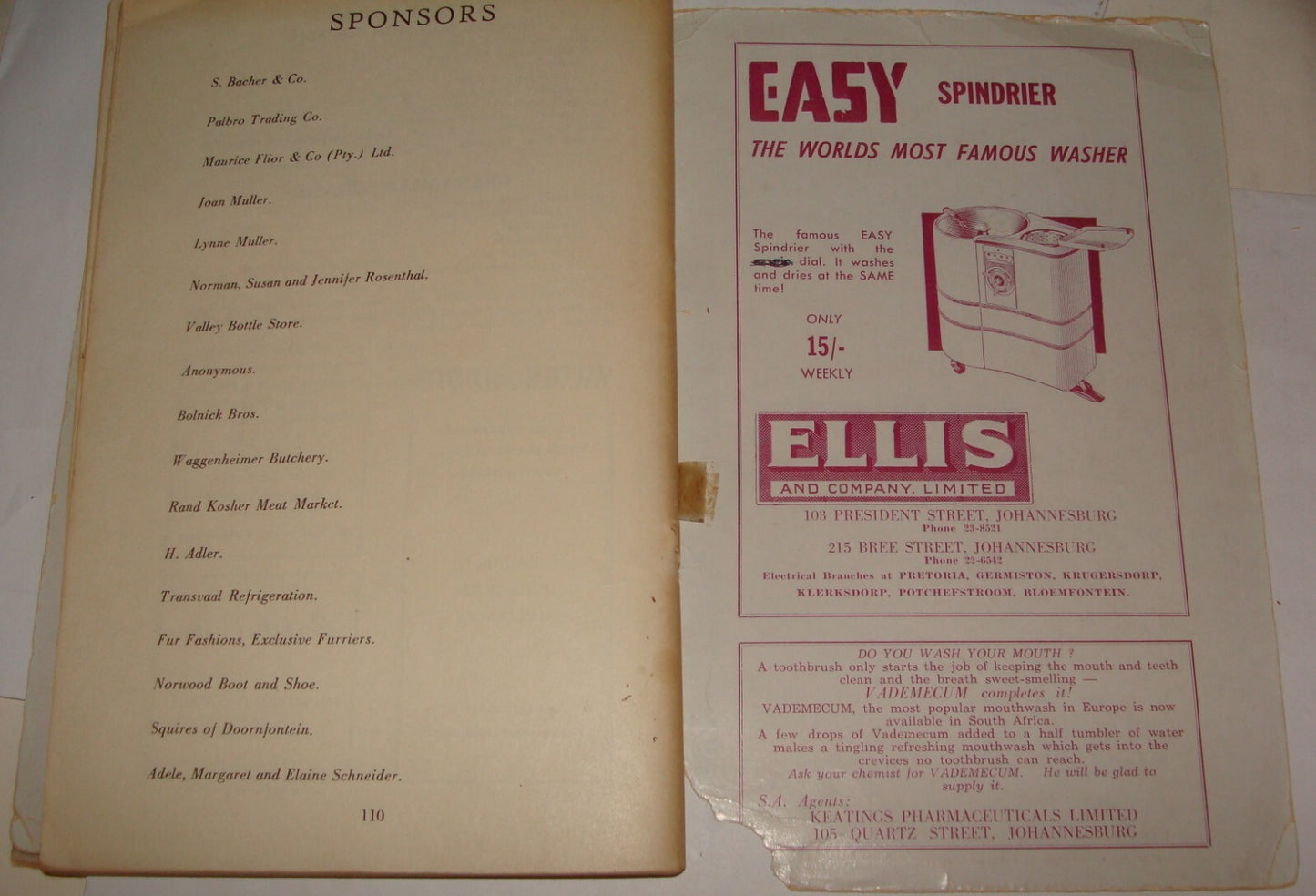 Book Jewish Judaica 1958 South Africa RECIPES King David Schools Ladies