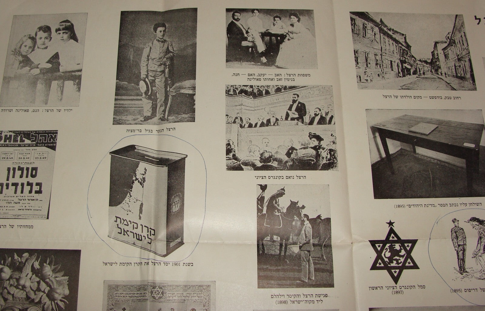 Poster Jewish Judaica Israel Israeli Hebrew HERZL Memorial Zionist 1960