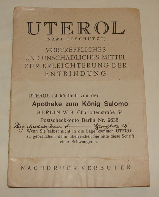 Germany German   Booklet UTEROL Company Medical Pharm Medicine Health