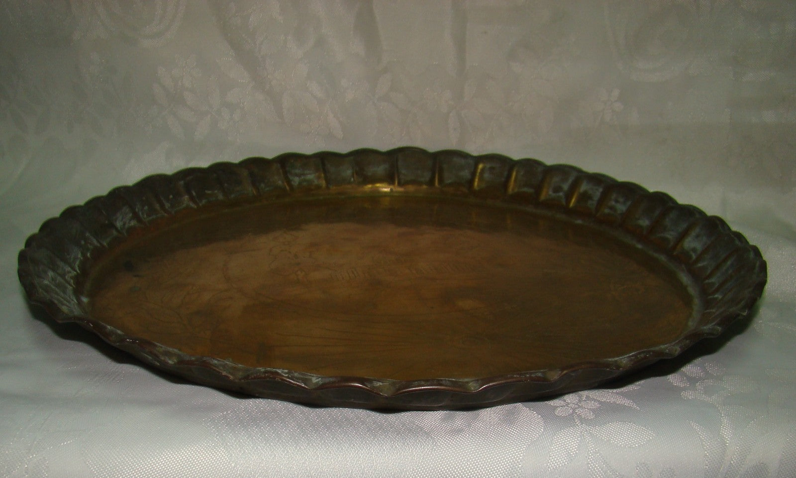 Jewish Judaica Rabbi Burnt Brass Plate Tray Temple Probably Bezalel Art