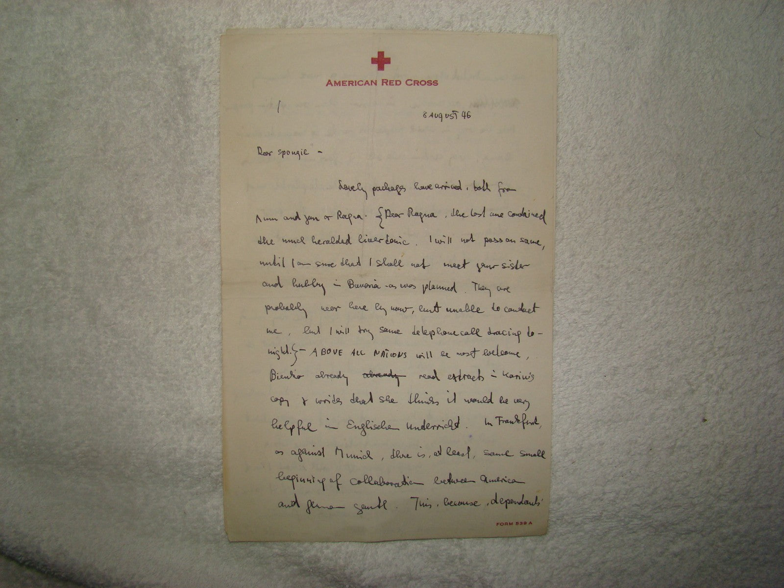Letter Jewish WW2 1946 Red Cross US Army Soldier Refugee ? DP Camp ? Nazi Baldur
