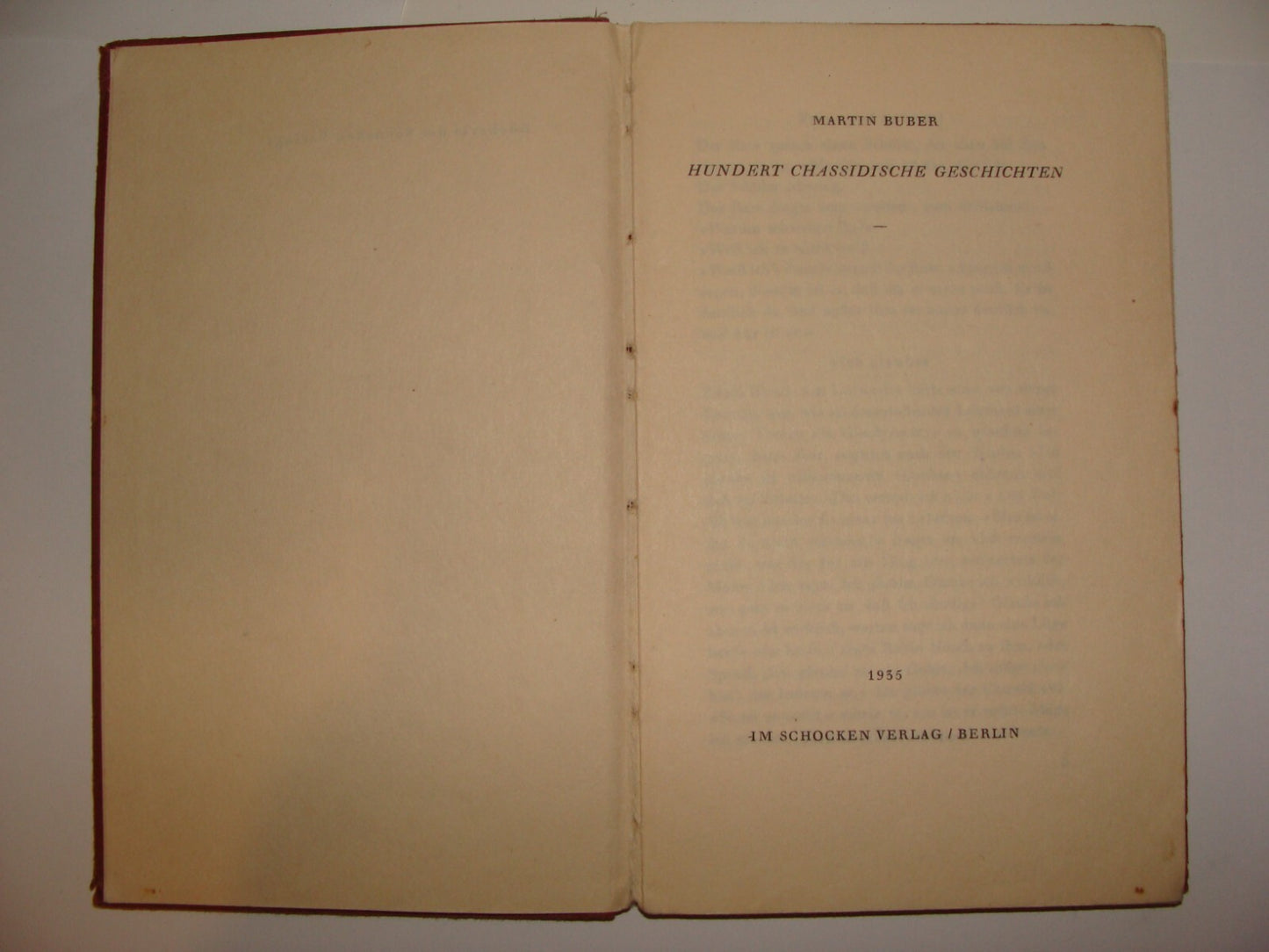 Germany Book Jewish Judaica 1935 German Martin Buber Religious Hasidic Stories