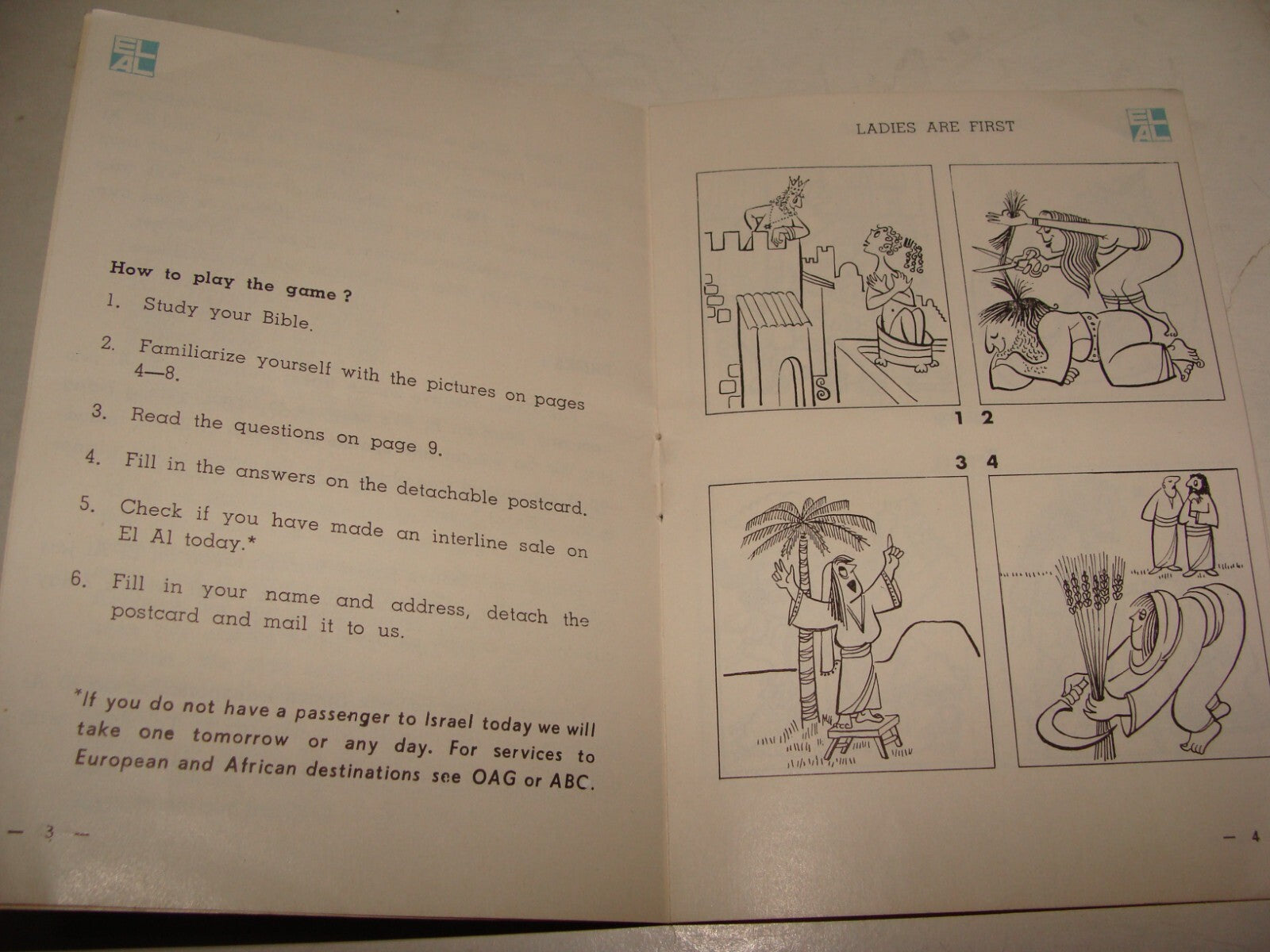 Jewish Judaica Israel Israeli EL AL Airlines 1970s Bible Quiz Brochure