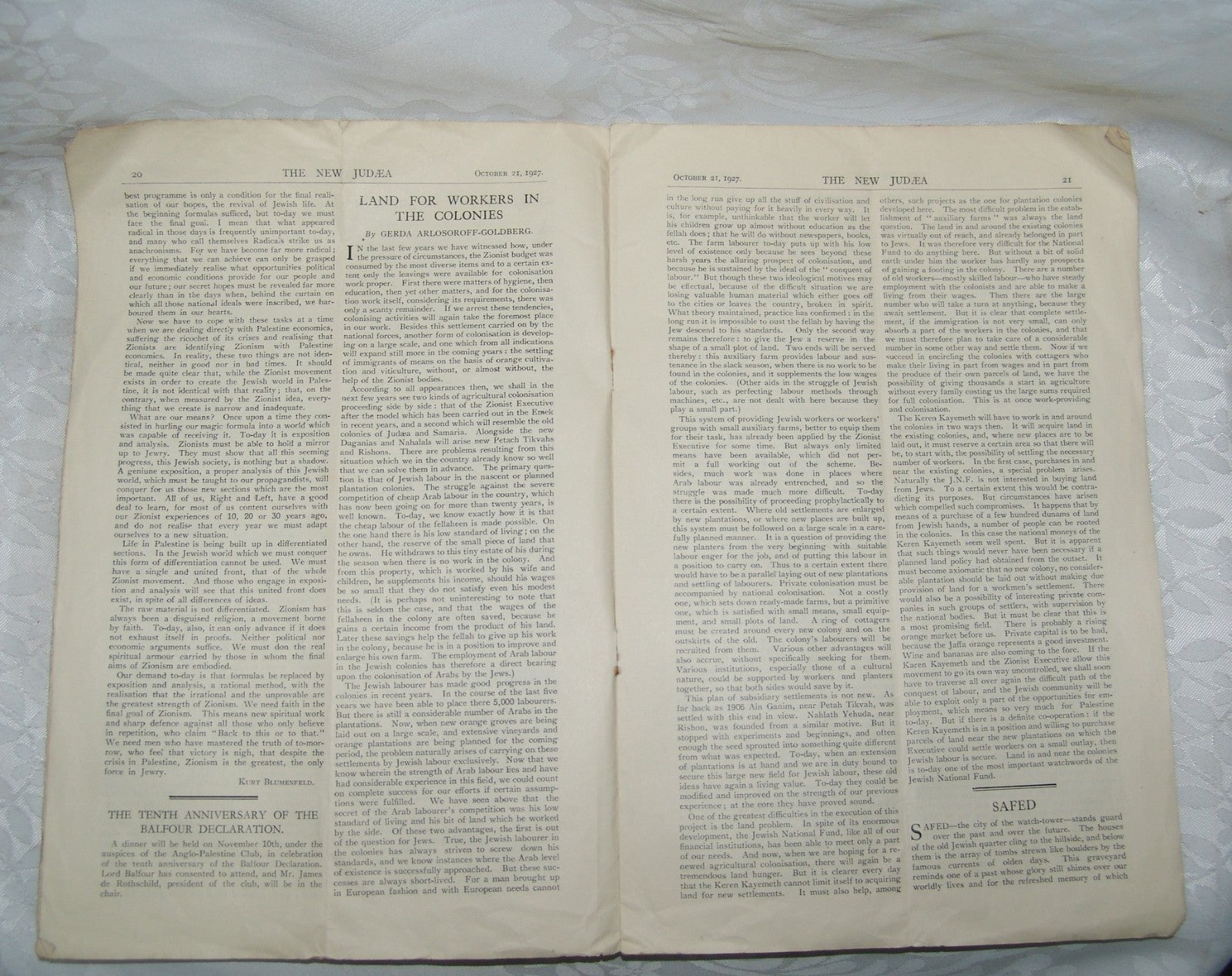 Newspaper Jewish Judaica The New Judæa Zionist Organization Journal 1927 Bialik