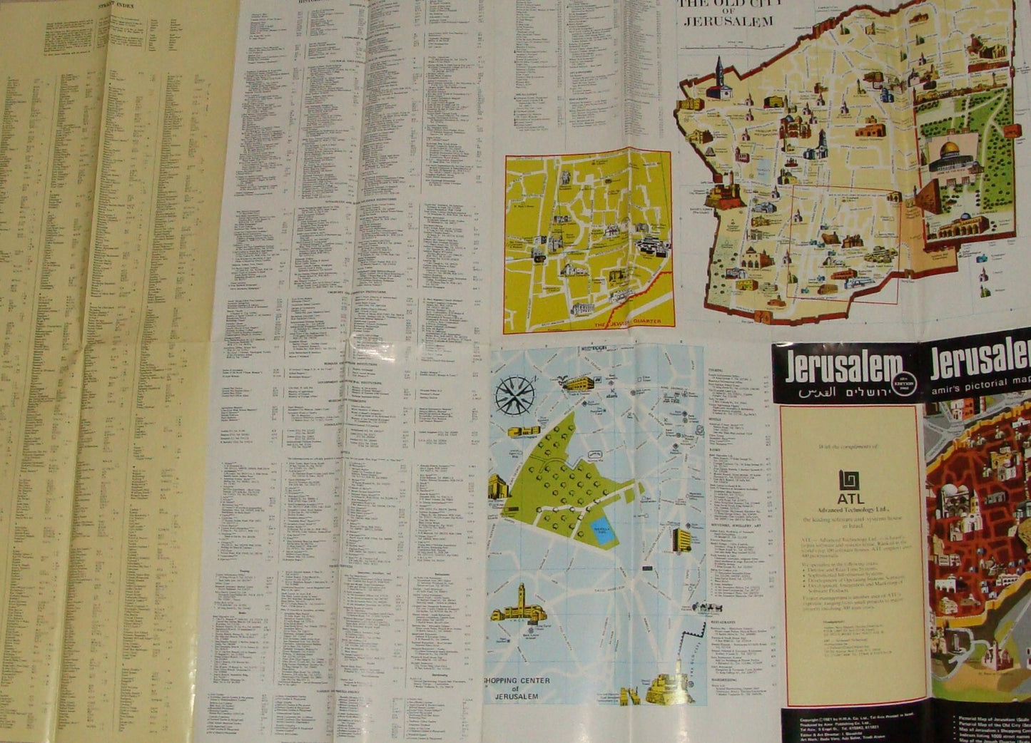 Map Jewish Judaica Israel JERUSALEM Pictorial Amir Publishing 1982 Guide