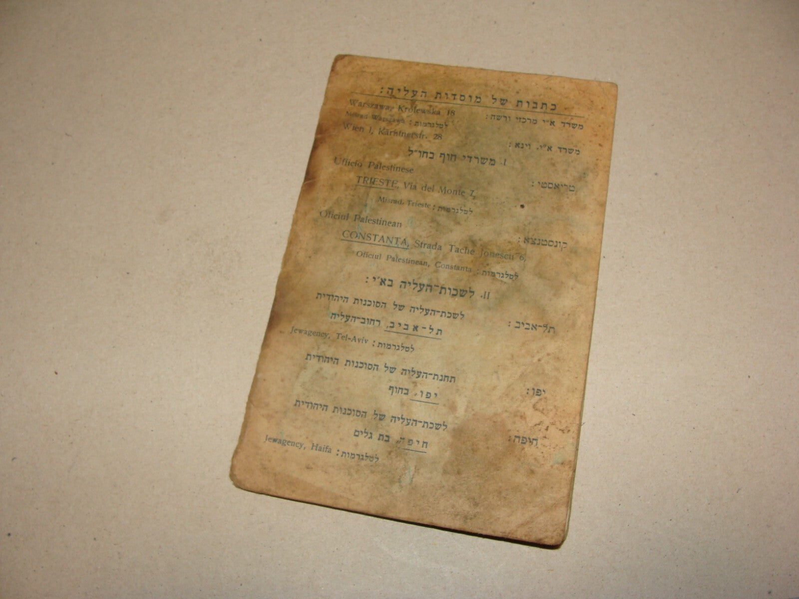 1933 Jewish Agency For Palestine Israel Zionist Immigrant Certificate Bucharest