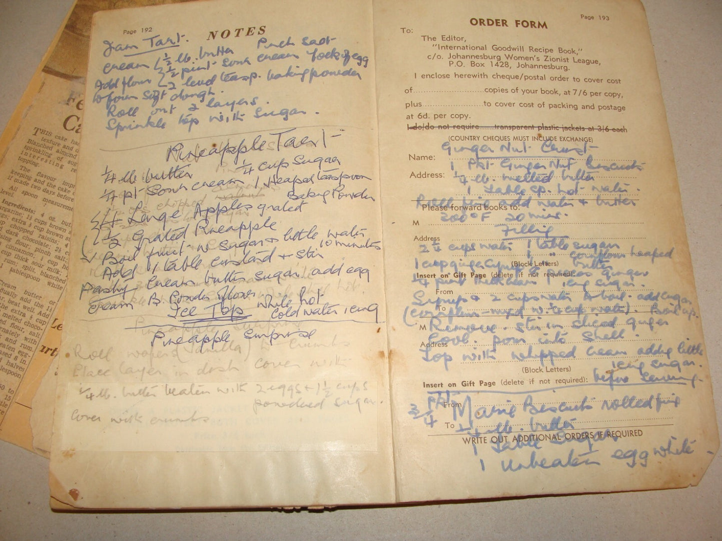 Book Jewish Judaica 1950s Recipe Johannesburg South Africa Women Zionist League