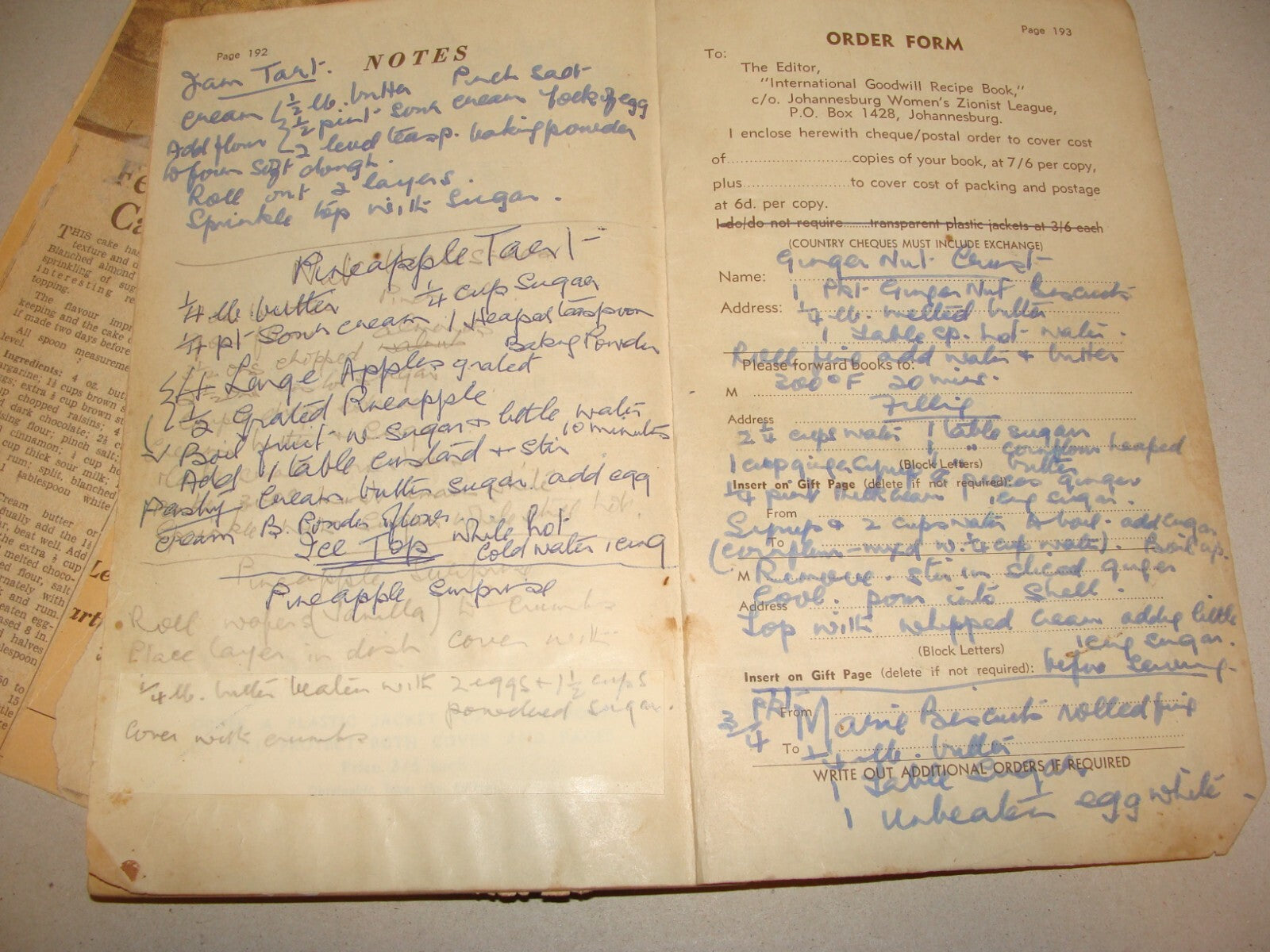 Book Jewish Judaica 1950s Recipe Johannesburg South Africa Women Zionist League