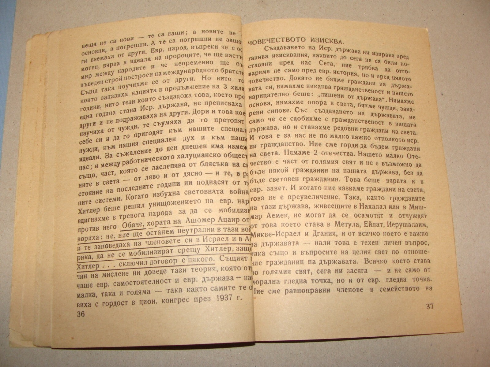 Pamphlet Jewish Map 1949 Israel Israeli Russian Political Mapai Zionist Left