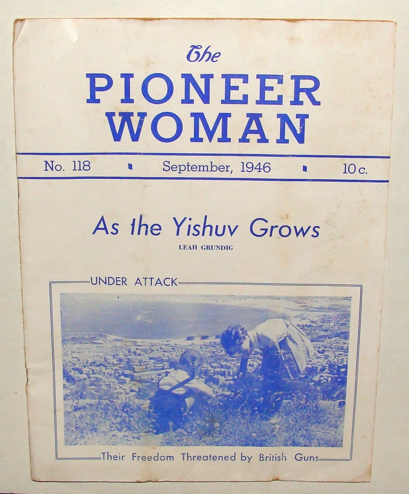 Jewish American Judaica 1946 Zionist PIONEER WOMAN Yiddish Palestine Israel