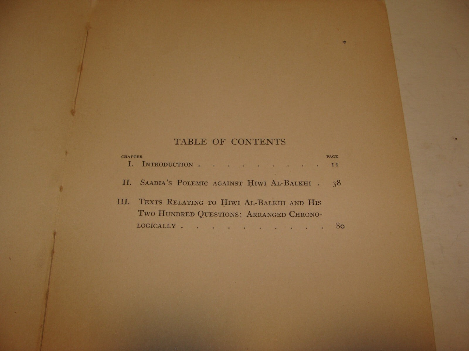 Book Jewish Judaica SAADIA AGAINST HIWI EL BALKHI Philosophy Babylon Persian