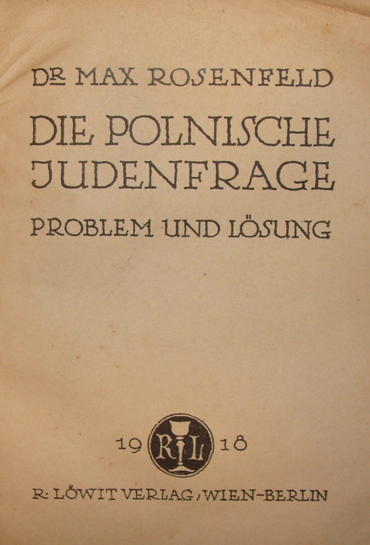 Germany Book Jewish Judaica 1918 German   Poland Jews Problem Dr. Max Rosenfeld