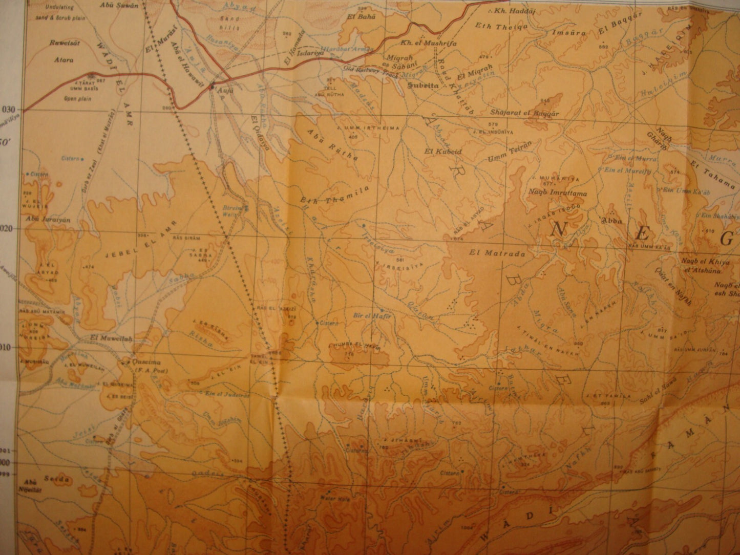 1946 Palestine Israel South NEGEV Map Egypt Sinai Trans Jordan