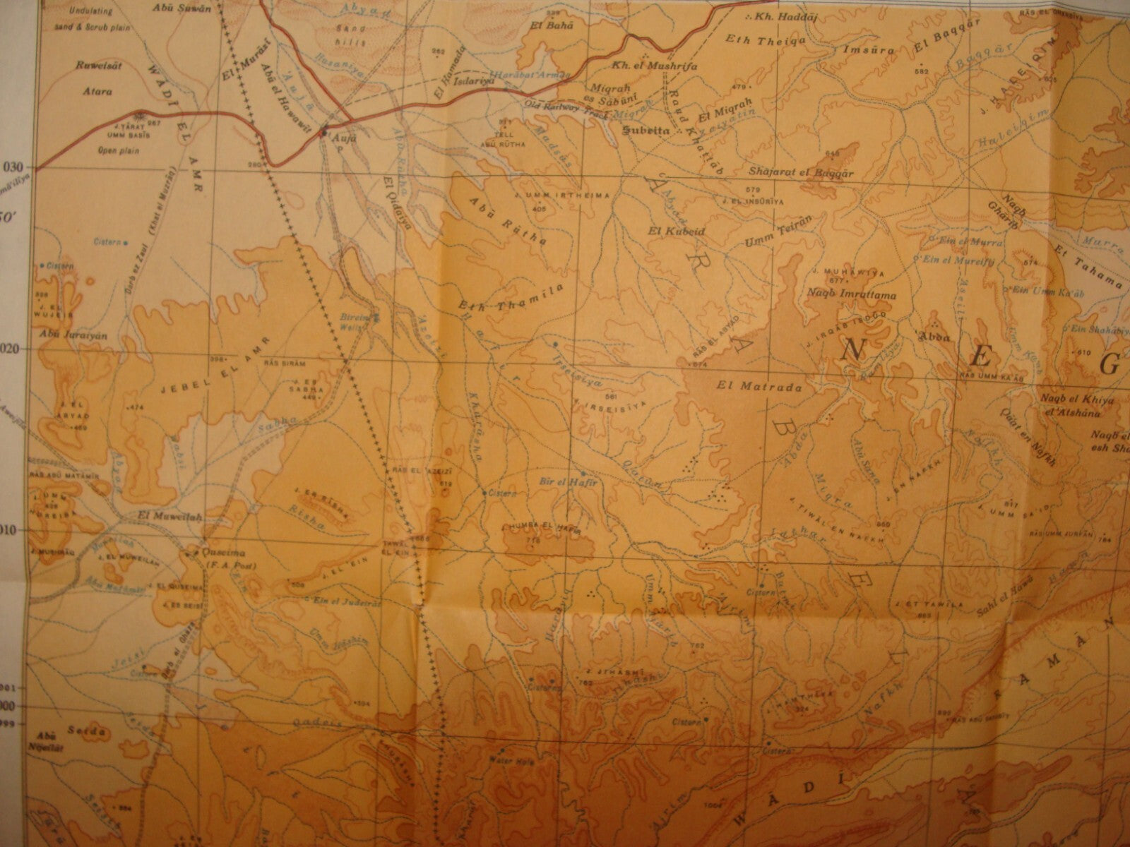 1946 Palestine Israel South NEGEV Map Egypt Sinai Trans Jordan