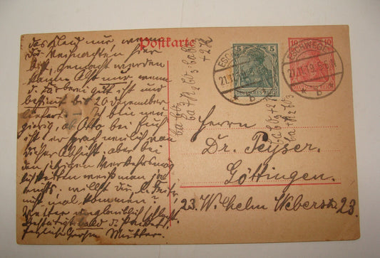 Germany 1919   Stationery Stamp Postcard Eschwege Gottingen