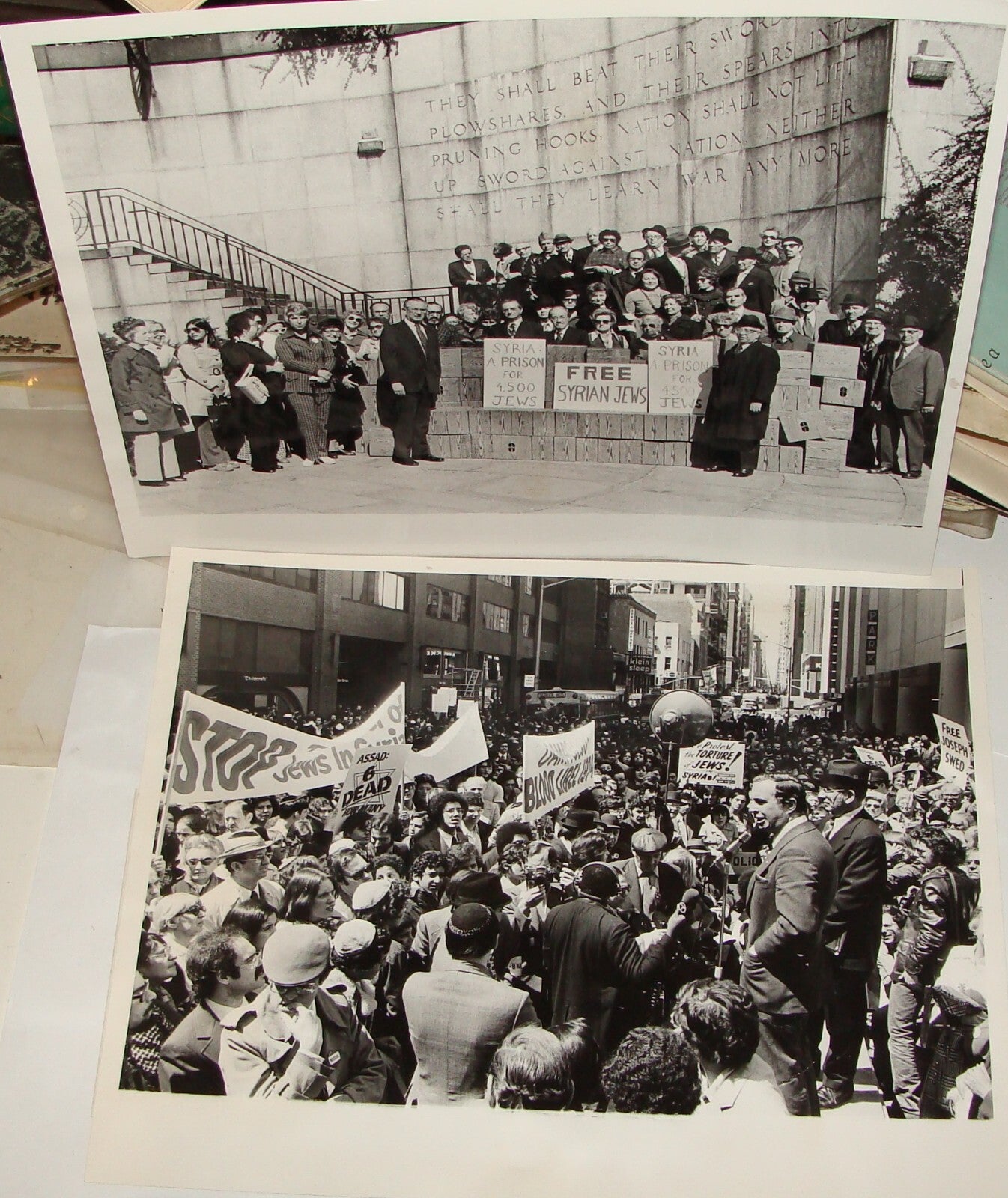 $ Photo Jewish American Judaica 1974 x2 Protest Syrian Jews War New York USA