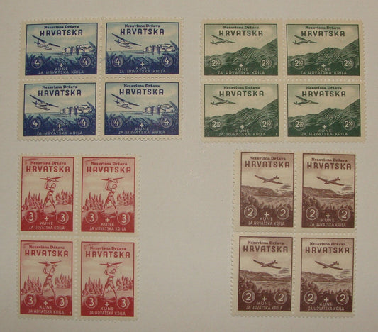 CROATIA 1942 WWII Stamp Block Aircraft Unused