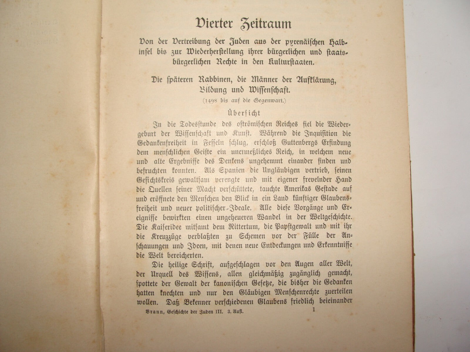 Jewish Judaica Antique 1913 History geschichte der juden Brann German Breslau