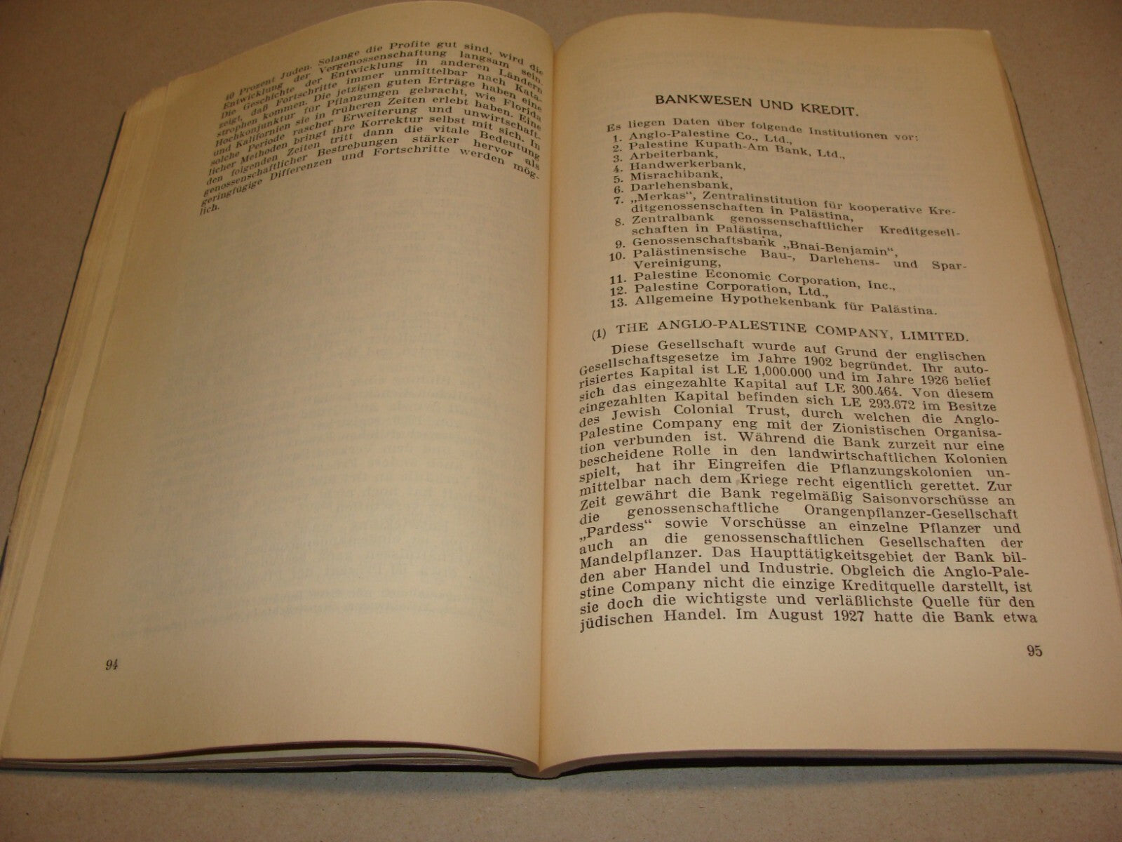 Report Palestine RARE 1928 London Joint Survey Commission German Jewish Zionist