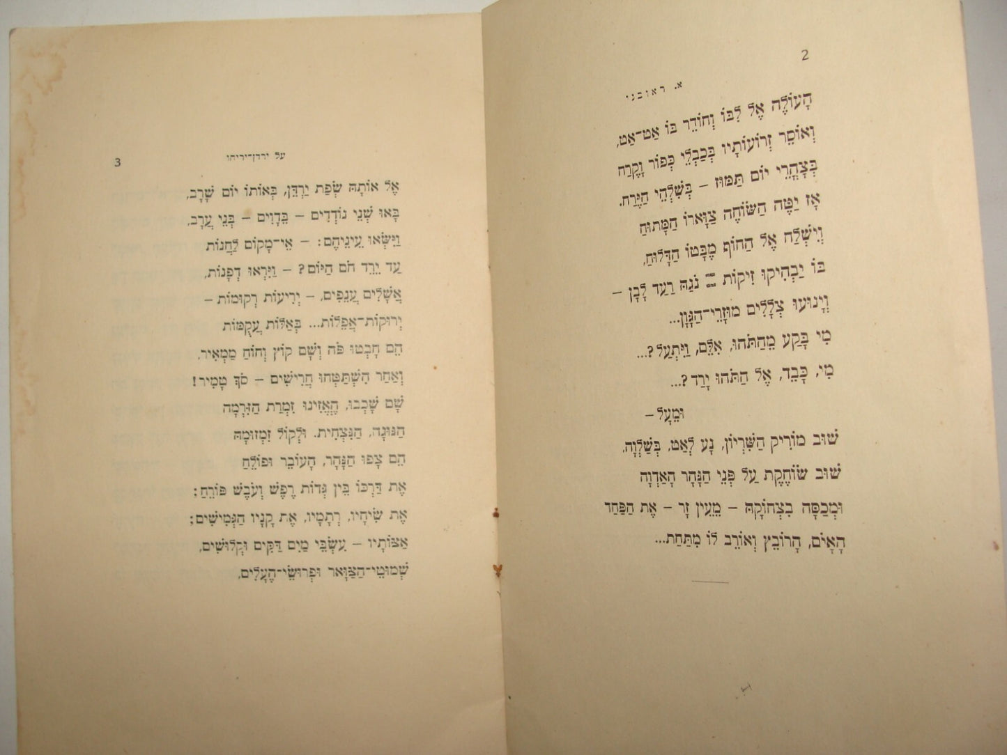 Book Jewish Palestine Israel 1926 Hebrew Zionist Poetry Poems Reuveni SIGNED