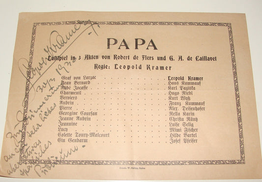 LEOPOLD KRAMER SIGNED AUTOGRAPH Austria Theater Film Actor Ad Wien Vienna PAPA