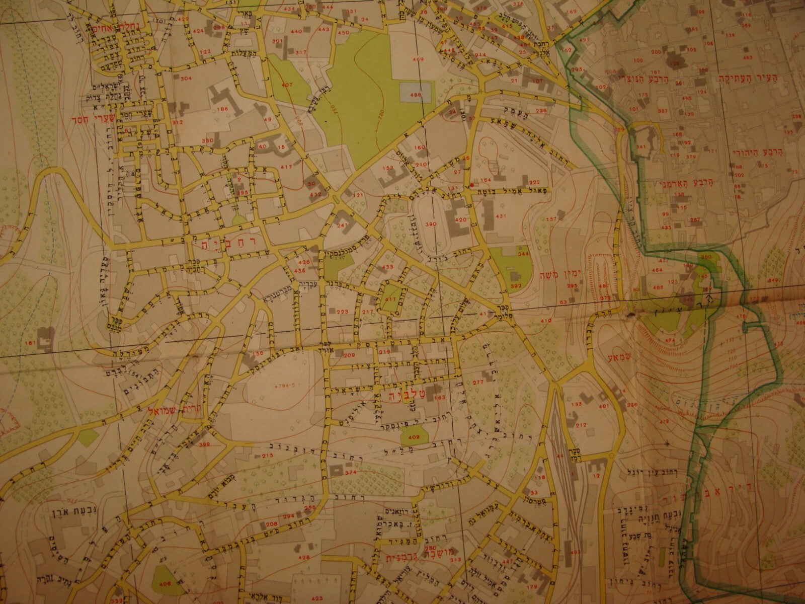 Map Israel 1958 JERUSALEM Hebrew 1:10,000 Large Size 82x107 cm