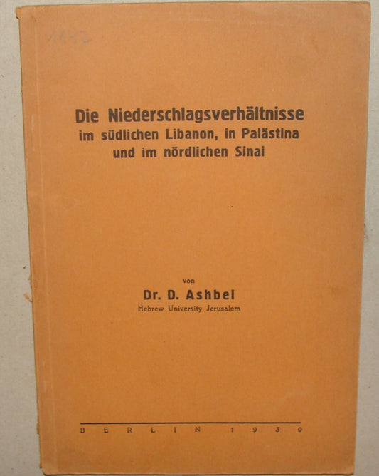 Germany 1930 German Palestine Lebanon Egypt Sinai Niddle East Climate Rainfalls