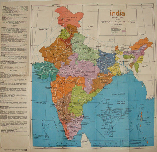 INDIA Tourist Map 1976