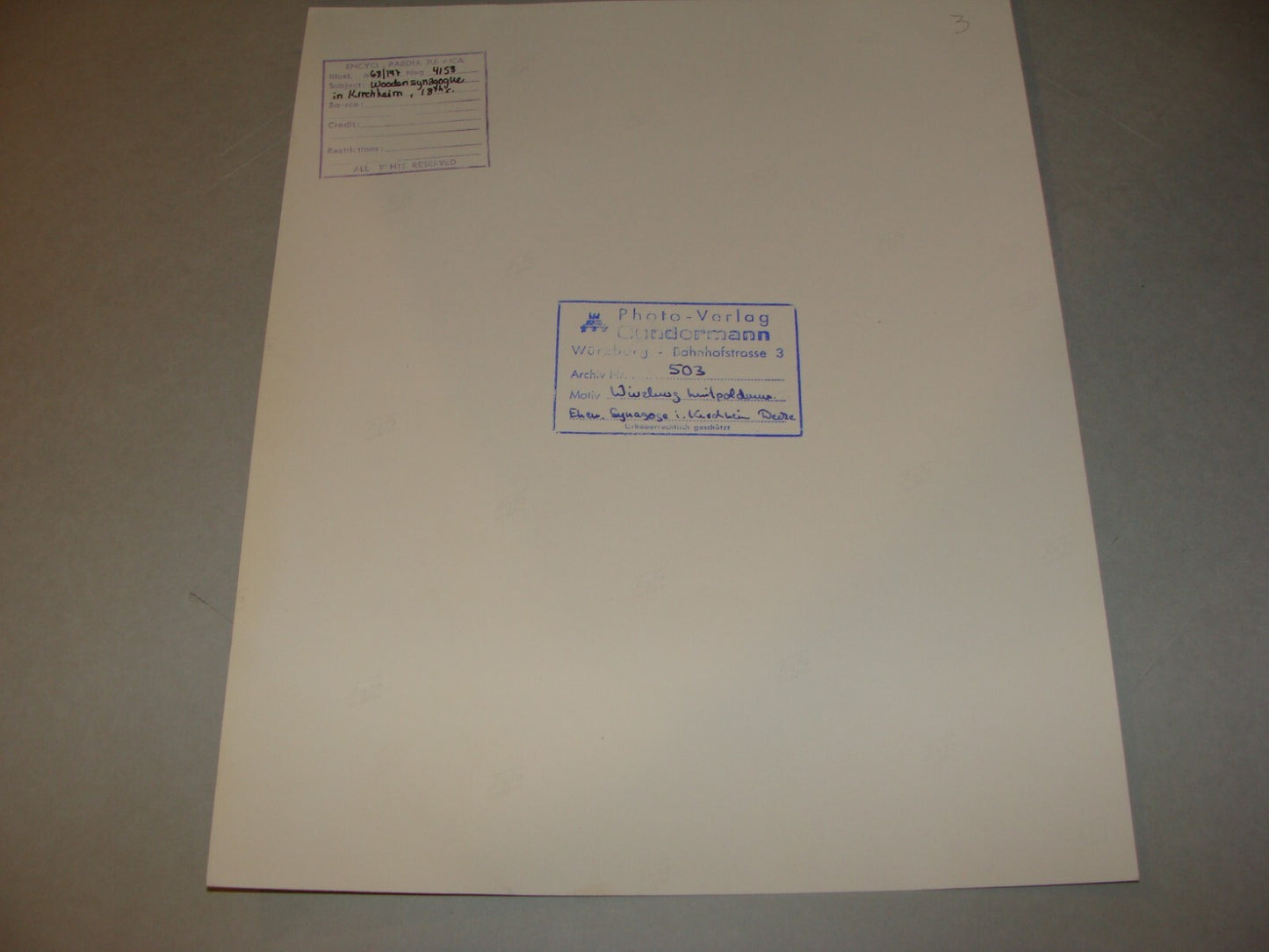 Germany Photo Print x3 Jewish Judaica 191? Kirchheim Wooden Synagogue Gundermann