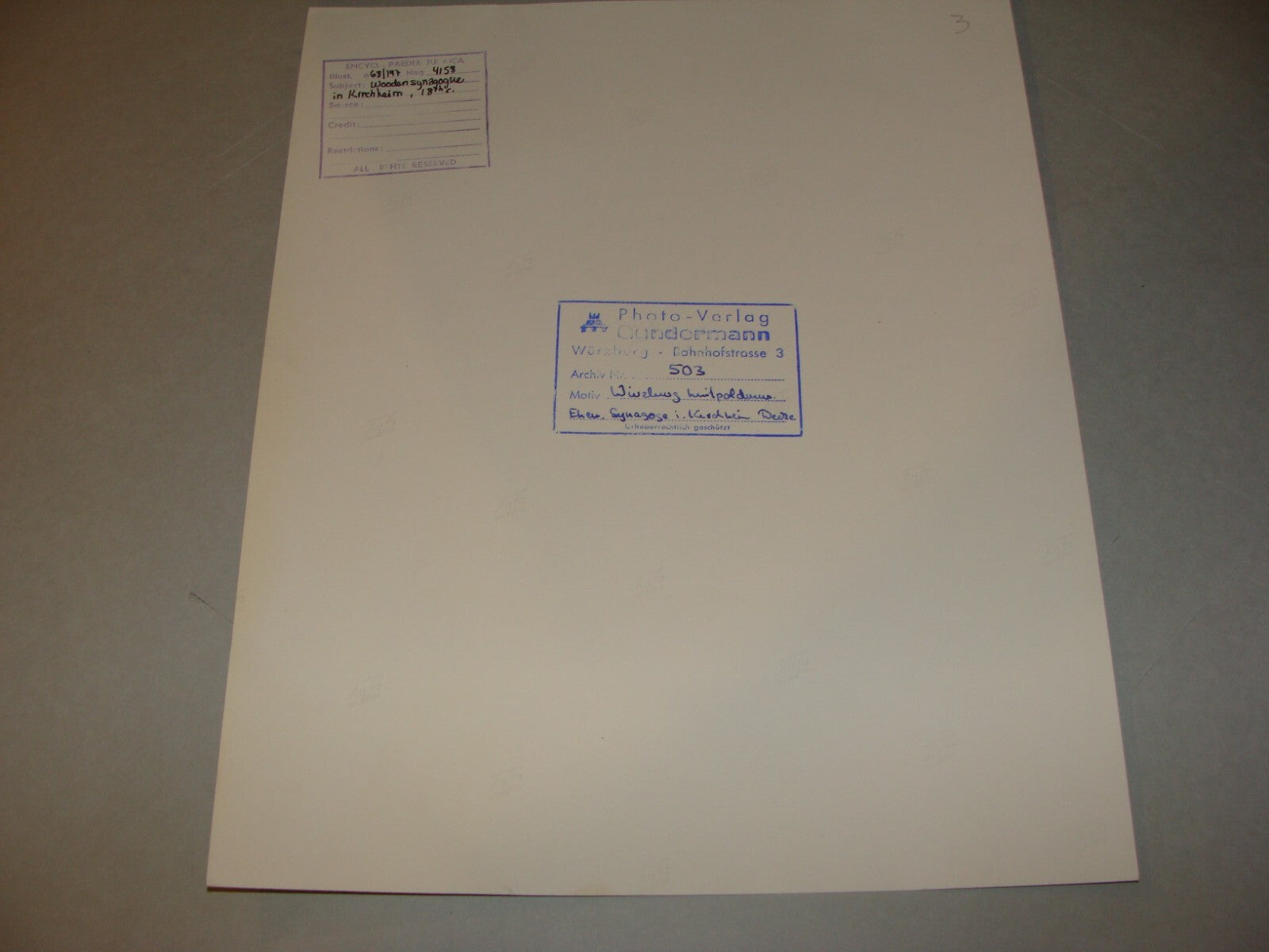 Germany Photo Print x3 Jewish Judaica 191? Kirchheim Wooden Synagogue Gundermann