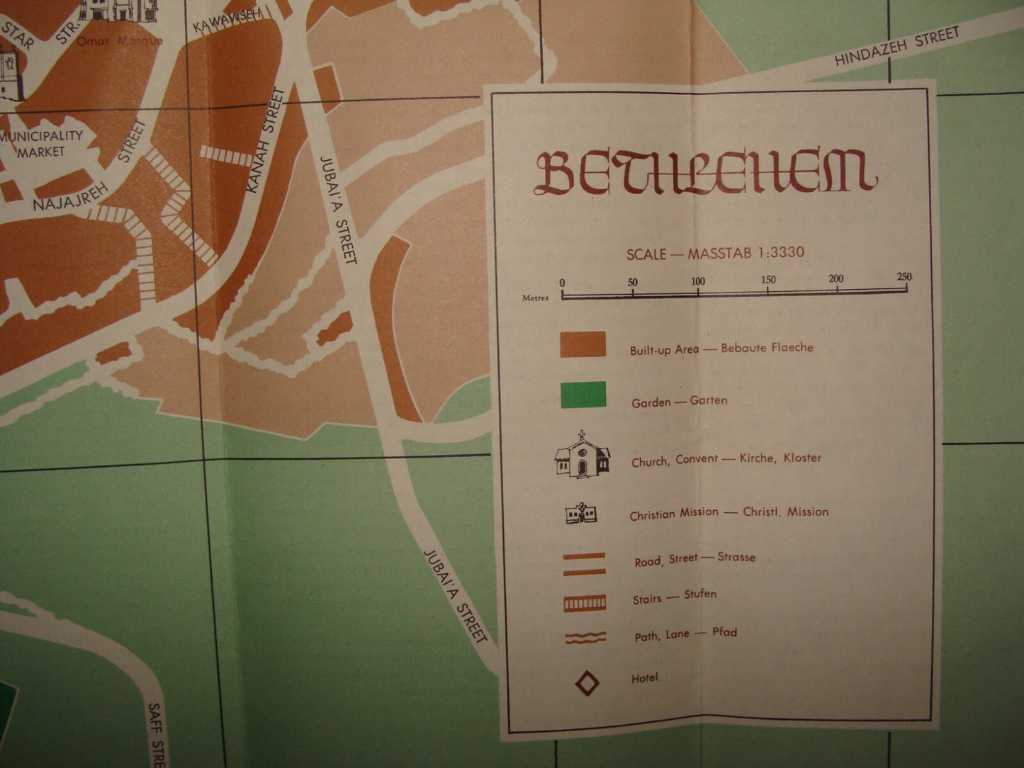 Map Palestine Vintage Israel West Bank BETHLEHEM Pictorial Brochure Guide