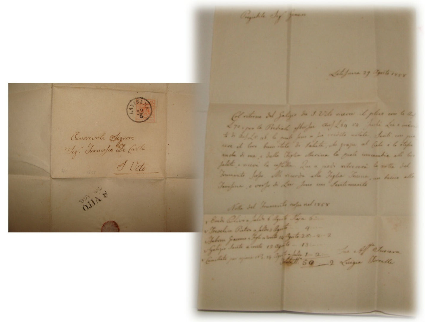 1858 Italy Cover Stamp Letter