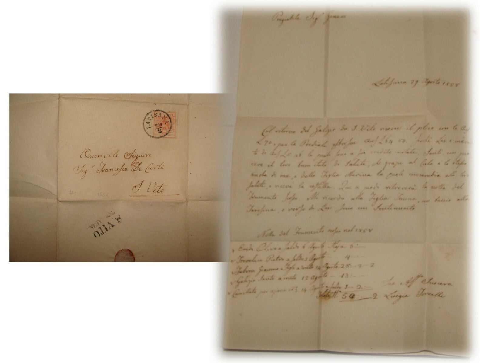 1858 Italy Cover Stamp Letter