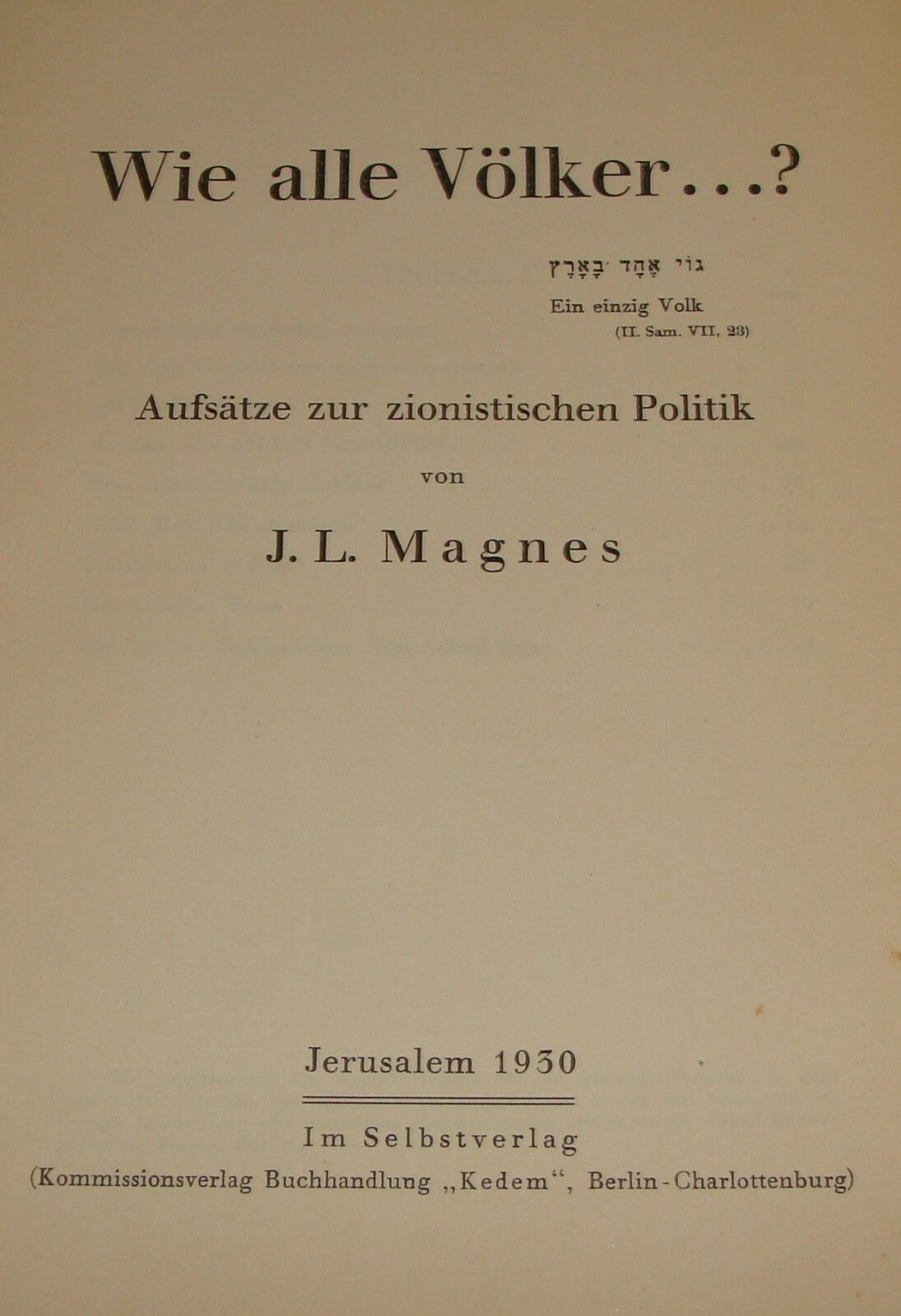 Booklet Palestine Jewish Judaica 1930 German Leib Magnes Zionist Politics Israel