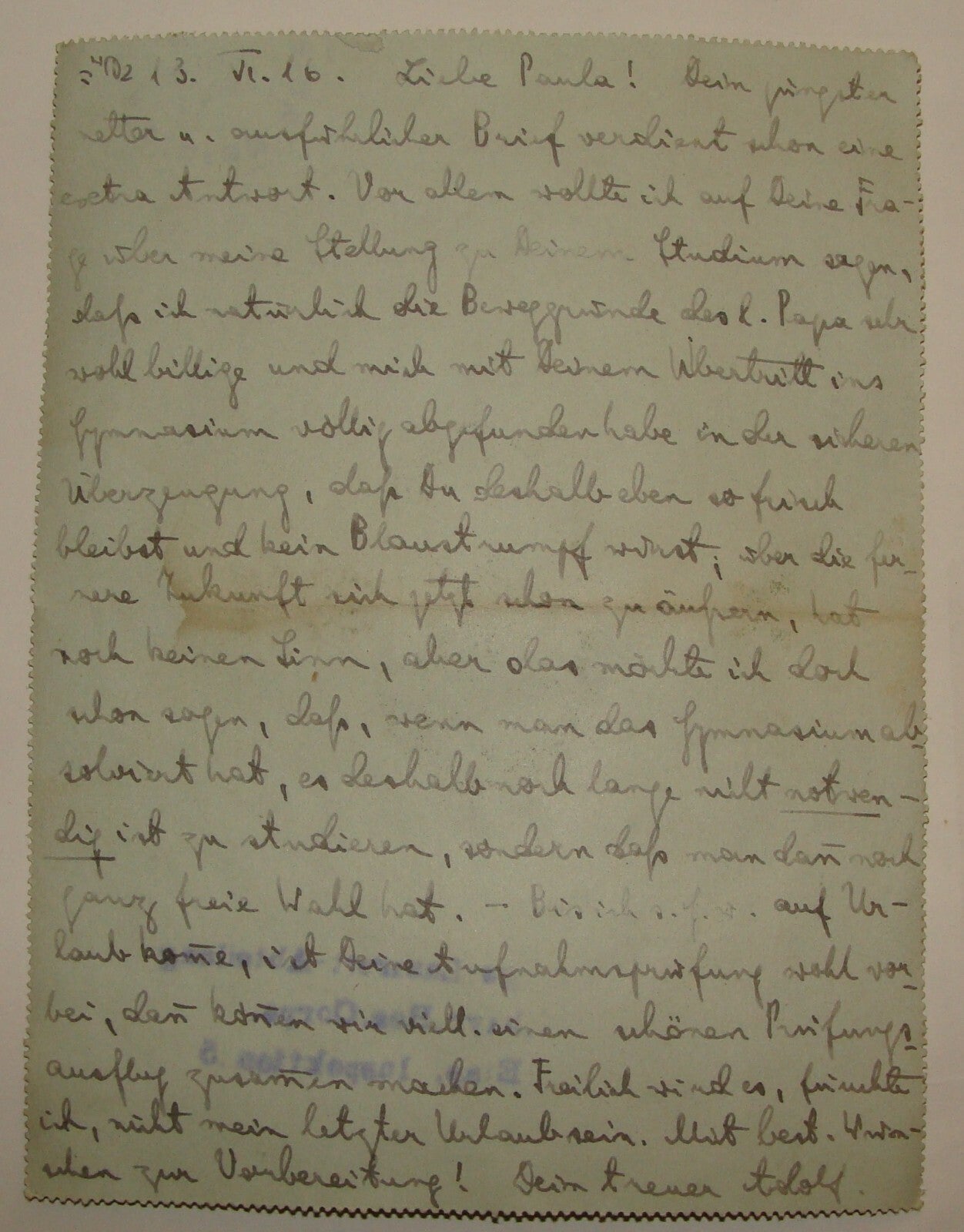 Letter Jewish Judaica Soldier WWI 1916 German Army Royal Bavarian Reserve Corps