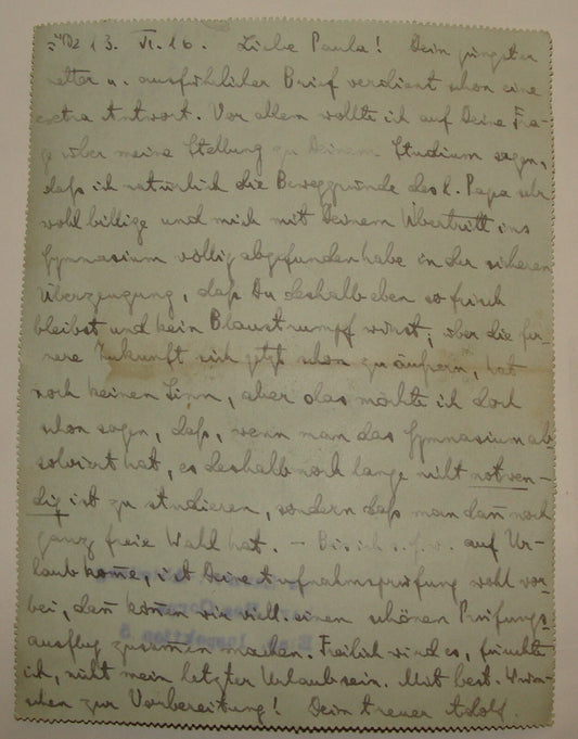 Letter Jewish Judaica Soldier WWI 1916 German Army Royal Bavarian Reserve Corps