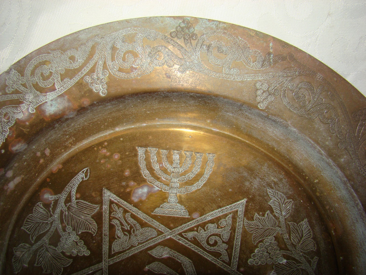 Jewish Judaica Antique VTG Rabbi Morocco Moroccan Sephardi Amulet Plate Brass