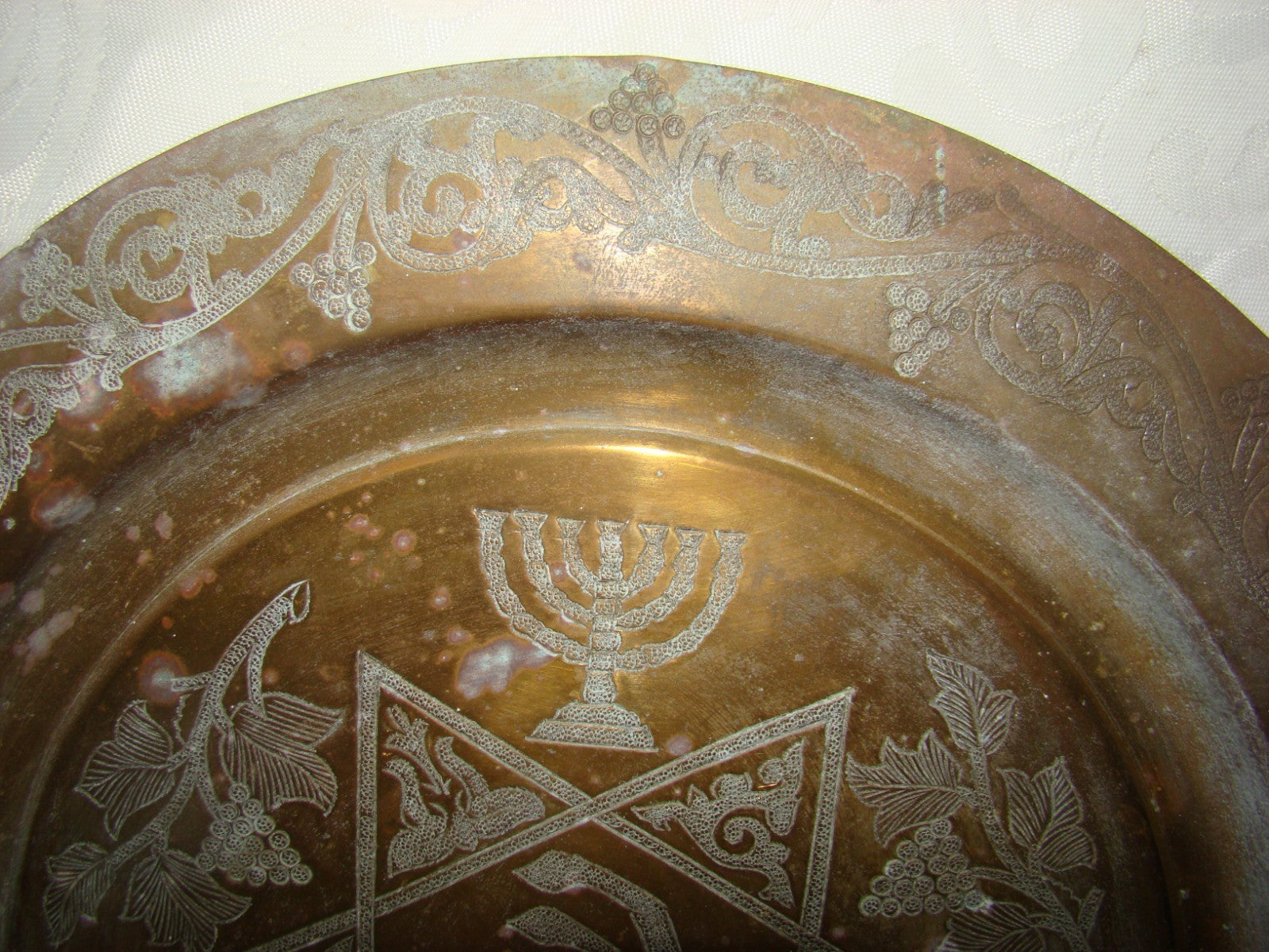 Jewish Judaica Antique VTG Rabbi Morocco Moroccan Sephardi Amulet Plate Brass