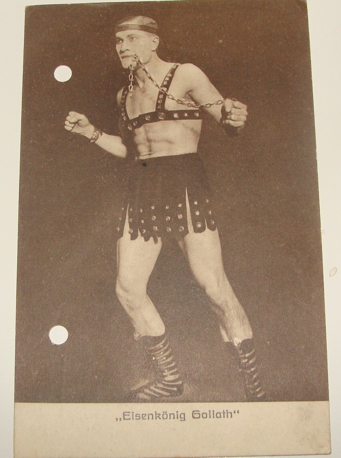 Germany 1900s German EISENKONIG GOLIATH Photo Postcard Giant Iron Fighter