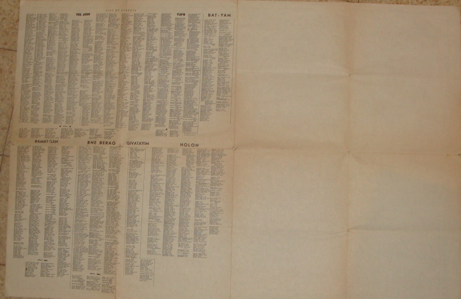 Map Jewish Judaica Israel TEL AVIV JAFFA RAMAT GAN HOLON BNEI BRAK GUSH DAN 1972