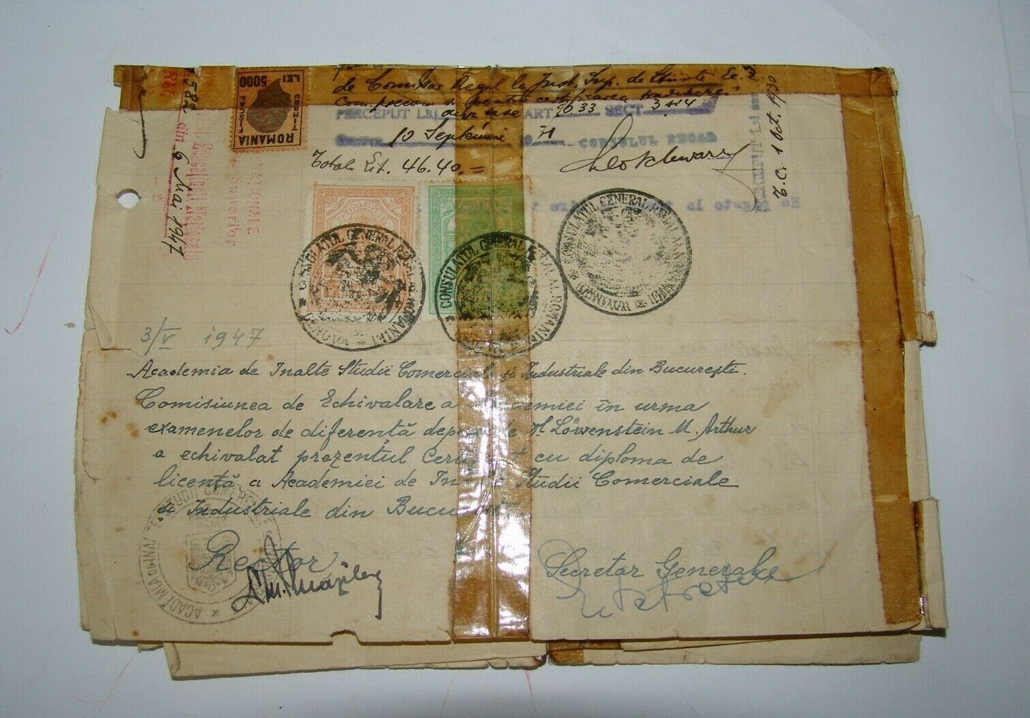 document Jewish Judaica Romania Romanian travel post stamps 1930-1947 WW2