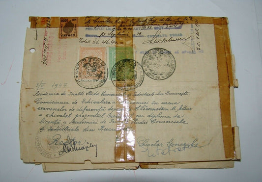 document Jewish Judaica Romania Romanian travel post stamps 1930-1947 WW2