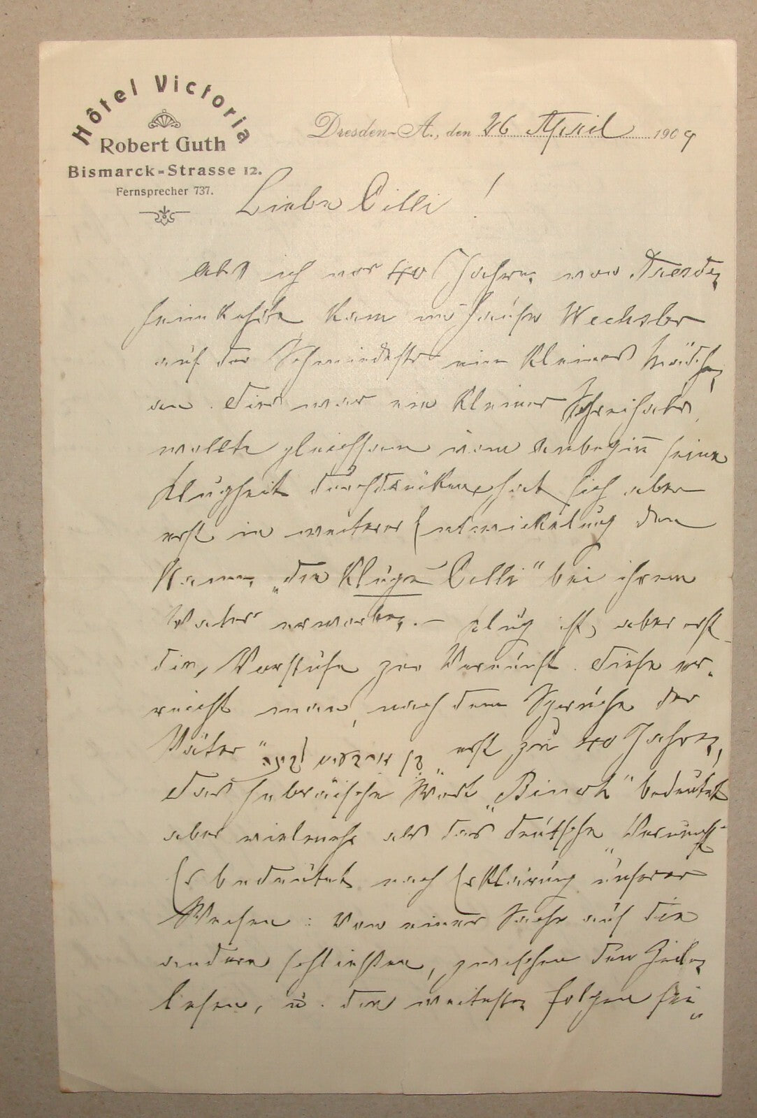 Germany Letter Jewish Judaica 1909 German Dresden Robert Guth Hotel Victoria