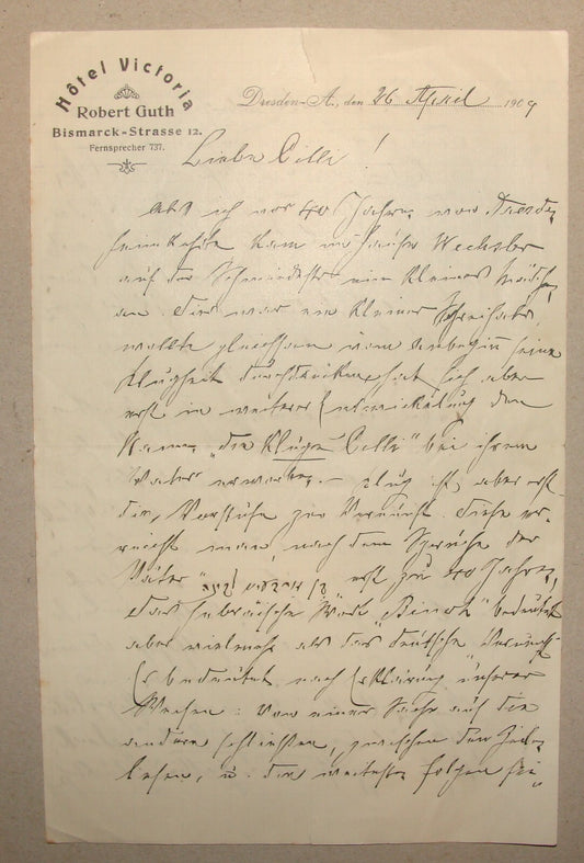 Germany Letter Jewish Judaica 1909 German Dresden Robert Guth Hotel Victoria