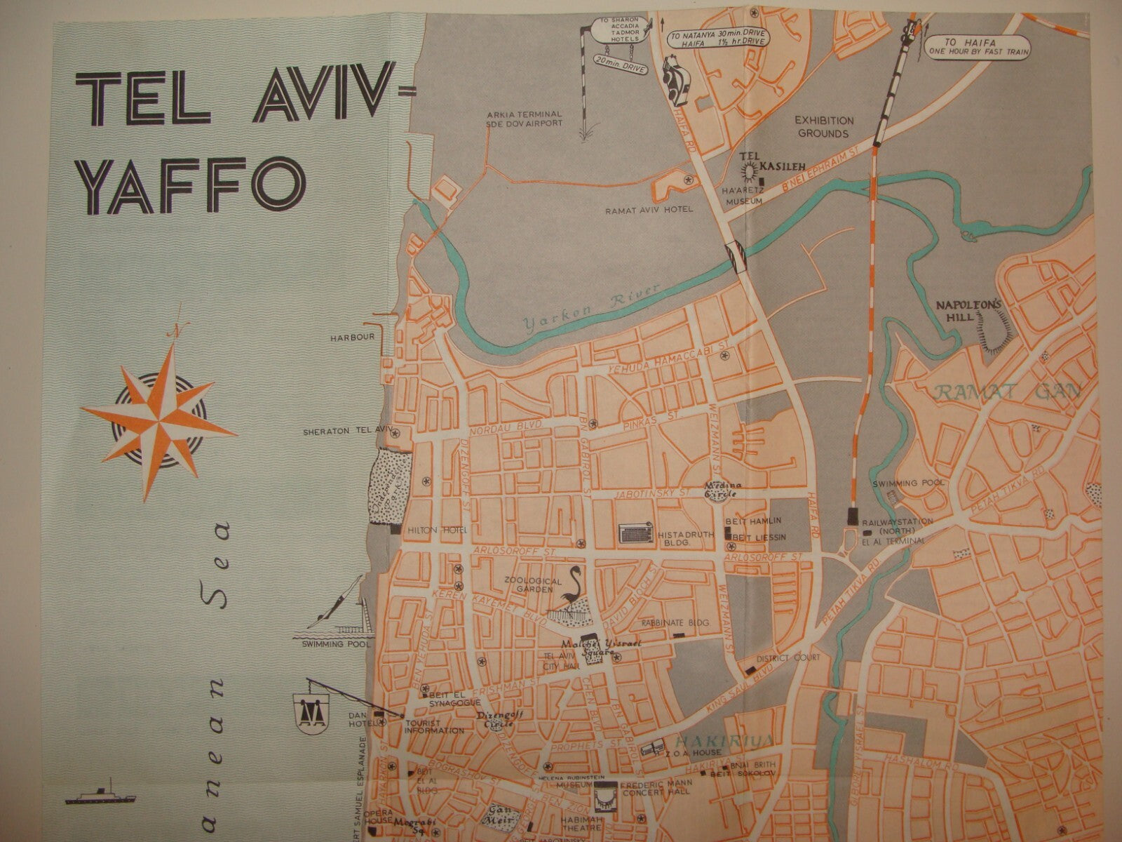 Map Jewish Judaica ISRAEL Israeli TEL AVIV JAFFA Guide